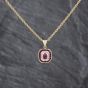 Second Hand 9ct Yellow Gold Ruby & Diamond Octagonal Shaped Gemstone Pendant & 20 Inch Prince Of Wales Chain 41143492