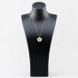 Second Hand 9ct Yellow Gold Jade Chinese Love Heart Pendant & 18 Inch Curb Chain 41143494