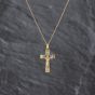 Second Hand 9ct Yellow Gold Crucifix Cross Pendant & 18 Inch Curb Chain 41143495