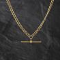 Second Hand 9ct Yellow Gold T-Bar Pendant & 18 Inch Curb Chain 41143500
