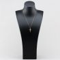 Second Hand Vintage 9ct Yellow Gold Patterned Cross Pendant & 18 Inch Curb Chain 41143503
