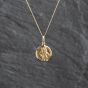 Second Hand 9ct Yellow Gold Round St Christopher Pendant & 18 Inch Curb Chain 41143506