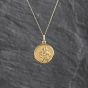 Second Hand 9ct Yellow Gold Round St Christopher Pendant & 18 Inch Curb Chain 41143509