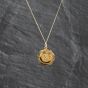 Second Hand Vintage 9ct Yellow Gold Scallop Edged St Christopher Pendant & 18 Inch Curb Chain 41143512