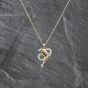 Second Hand 9ct Yellow Gold Cubic Zirconia Dolphin Pendant & 16 Inch Curb Chain 41143514