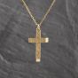 Second Hand 9ct Yellow Gold Hand Engraved Cross Pendant & 19 Inch Trace Chain 41143522