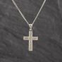 Second Hand White Gold 0.25ct Brilliant Cut Diamond Channel Set Cross Pendant & 16 Inch Curb Chain 41143527