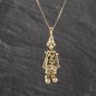Second Hand 9ct Yellow Gold Moveable Clown Gemstone Pendant & 19 Inch Box Chain 41143532