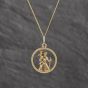 Second Hand 9ct Yellow Gold Open Work St Christopher Pendant & 18 Inch Curb Chain 41143543