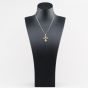 Second Hand 9ct Yellow Gold Garnet Set Cross Pendant & 16 Inch Curb Chain 41143559