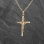 Second Hand 9ct Yellow Gold Cruxifix Cross Pendant & 19 Inch Belcher Chain 41143562