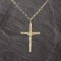 Second Hand 9ct Yellow Gold Cruxifix Cross Pendant & 20 Inch Belcher Chain 41143563