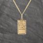 Second Hand 9ct Yellow Gold Oblong St Christopher Pendant & 16 Inch Curb Chain 41143564