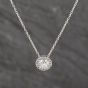 Second Hand 9ct White Gold Cubic Zirconia Halo Round Cluster Pendant & 18 Inch Trace Chain 41143566