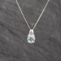 Second Hand 9ct White Gold Pale Aquamarine & Diamond Pendant & 18 Inch Curb Chain 41143569
