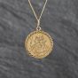 Second Hand 9ct Yellow Gold St Christopher Pendant & 16 Inch Curb Chain 41143573