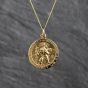 Second Hand 9ct Yellow Gold St Christopher Pendant & 18 Inch Curb Chain 41143574