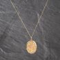 Second Hand 9ct Yellow Gold Engraved Oval Locket Pendant & 18 Inch Curb Chain 41143585