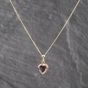 Second Hand Yellow Gold Amethyst Heart Gemstone Pendant & 18 Inch Curb Chain 41143588