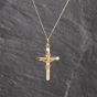 Second Hand 9ct Yellow Gold Crucifix Cross Pendant & 18 Inch Curb Chain 41143611