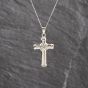 Second Hand 18ct White Gold Cubic Zirconia Set Cross Pendant & 18 Inch Curb Chain 41143620