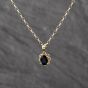 Second Hand 9ct Yellow Gold Sapphire Oval Pendant & 18 Inch Belcher Chain 41143626