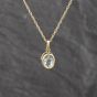 Second Hand Yellow Gold Blue Topaz Oval Pendant & 18 Inch Prince Of Wales Chain 41143627