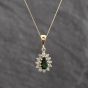 Second Hand 18ct Yellow Gold Green Garnet & 0.36ct Diamond Tear Drop Pendant & 18 Inch Curb Chain 41143634