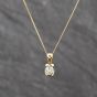 Second Hand 9ct Yellow Gold Diamond Single Stone Pendant & 18 Inch Curb Chain 41143636