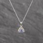 Second Hand 9ct White Gold Tanzanite & Diamond Halo Cluster Pendant & 18 Inch Curb Chain 41143640