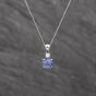Second Hand White Gold Tanzanite & 0.06ct Diamond Pendant & 18 Inch Curb Chain 41143641