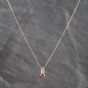 Second Hand 9ct Two Colour Gold Ruby & 0.01ct Diamond Pendant & 18 Inch Curb Chain 41143670