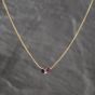 Second Hand 9ct Two Colour Gold Ruby, Sapphire & Cubic Zirconia Three Stone Pendant & 17 Inch Curb Chain 41143709