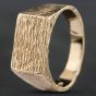 Second Hand Vintage 9ct Yellow Gold Oblong Bark Signet Ring 411500127