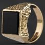 Second Hand 9ct Yellow Gold Onyx Square Signet Ring 4115218