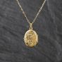 Second Hand 9ct Yellow Gold Foliate Engraved Double Sided Locket Pendant & 20 Inch Belcher Chain 41162329