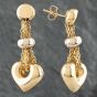 Second Hand 18ct Yellow Gold Heart & Ball Dropper Earrings 411700247