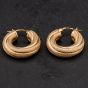 Second Hand 9ct Yellow Gold Textured Frosted Patterned Hoop Earrings 4117005