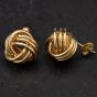 Second Hand 9ct Yellow Gold Woven Knot Design Stud Earrings 4117007
