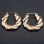 Second Hand 9ct Yellow Gold Large Hollow Twist Design Creole Hoop Earrings 4117055