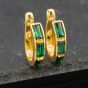 Second Hand 18ct Yellow Gold Synthetic Green Spinel Hoop Earrings 41171042