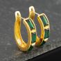Second Hand 18ct Yellow Gold Synthetic Green Spinel Hoop Earrings 41171042
