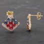Second Hand 9ct Yellow Gold Ruby, Sapphire & Diamond Dropper Earrings 41171071