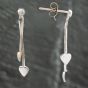 Second Hand 9ct White Gold Two Strand Heart Dropper Earrings 41171073