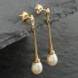 Second Hand 9ct Yellow Gold Cultured Pearl Dropper Earrings 41171138