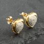 Second Hand 9ct Yellow Gold Brilliant Cut Diamond Pave Heart Stud Earrings 41171162