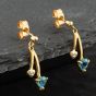 Second Hand 9ct Yellow Gold Blue Topaz & Diamond Heart Dropper Earrings 41171185