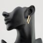 Second Hand 9ct Yellow Gold Square Oblong Patterned Hoop Earrings 41171231