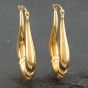 Second Hand 9ct Yellow Gold Chunky Patterned Oval Creole Earrings 41171243