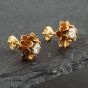 Second Hand 9ct Yellow Gold Brilliant Cut Diamond Single Stone Flower Stud Earrings 41171285